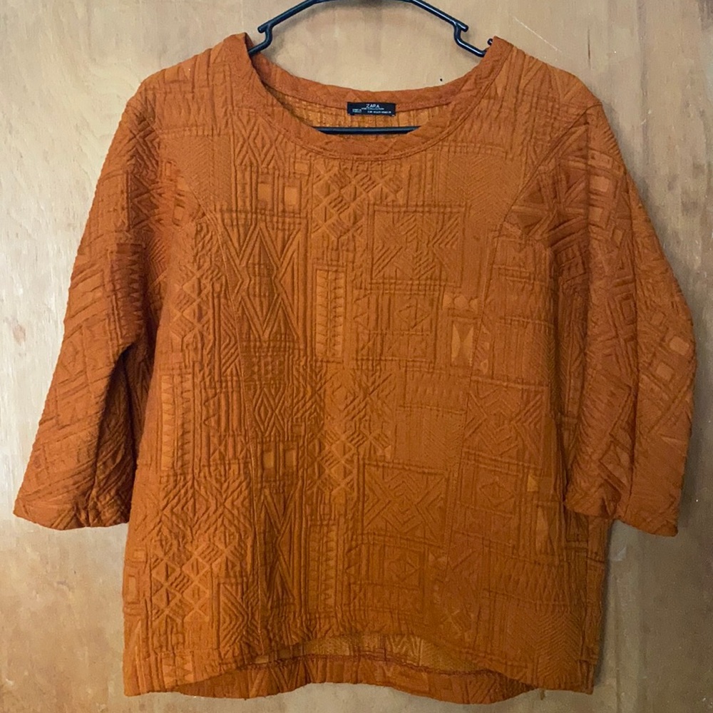 Burnt Orange Patterned Blouse